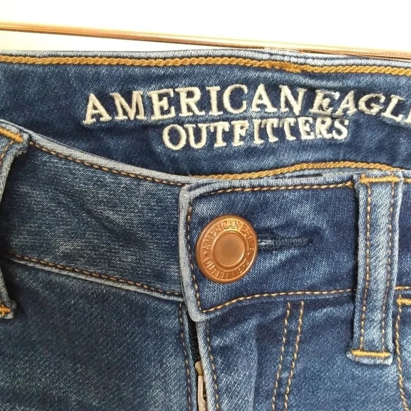 American Eagle Mid Rise Medium Wash Jeggings Size 00 Short - Picture 6 of 10